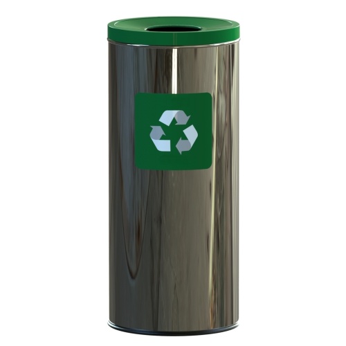 Открит кош за сортиране на отпадъци от неръждаема стомана - зелен