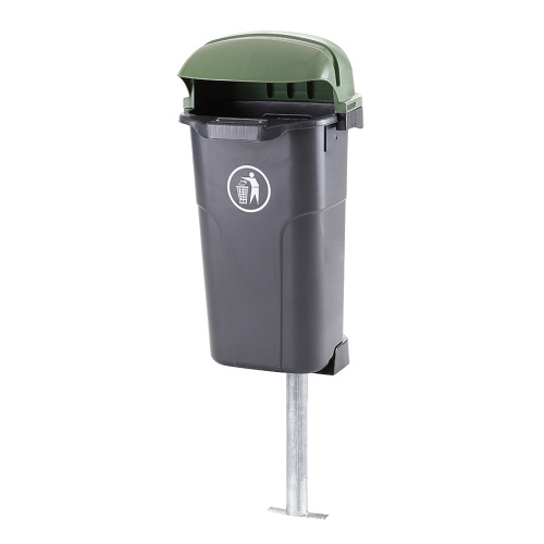Пластмасово кошче за боклук Urban - 50 л. - черно със зелен капак